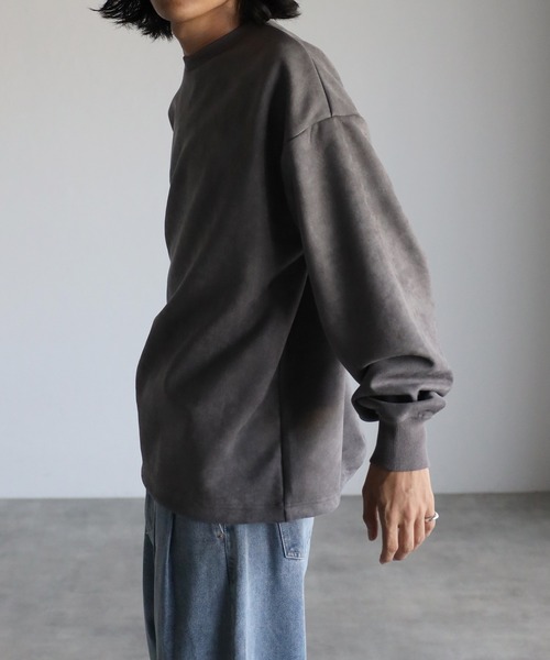 CREARE -LINO-（クレアーレリノ）の「スウェードポンチ  ルーズ プルオーバー<ユニセックス>（スウェット・メンズ・ブラック/グレイッシュベージュ/チャコールグレー・L/M）」の8枚目の写真