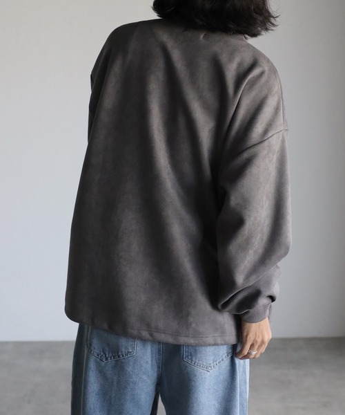 CREARE -LINO-（クレアーレリノ）の「スウェードポンチ  ルーズ プルオーバー<ユニセックス>（スウェット・メンズ・ブラック/グレイッシュベージュ/チャコールグレー・L/M）」の9枚目の写真