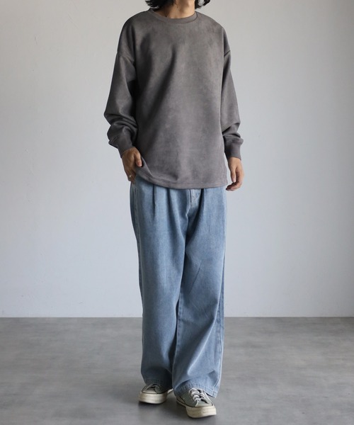 CREARE -LINO-（クレアーレリノ）の「スウェードポンチ  ルーズ プルオーバー<ユニセックス>（スウェット・メンズ・ブラック/グレイッシュベージュ/チャコールグレー・L/M）」の10枚目の写真