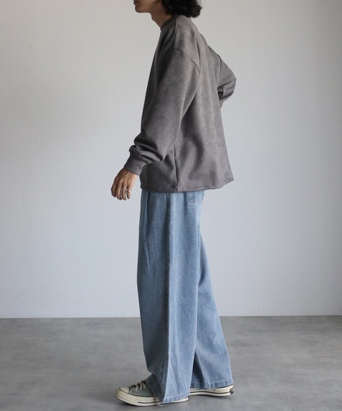 CREARE -LINO-（クレアーレリノ）の「スウェードポンチ  ルーズ プルオーバー<ユニセックス>（スウェット・メンズ・ブラック/グレイッシュベージュ/チャコールグレー・L/M）」の11枚目の写真