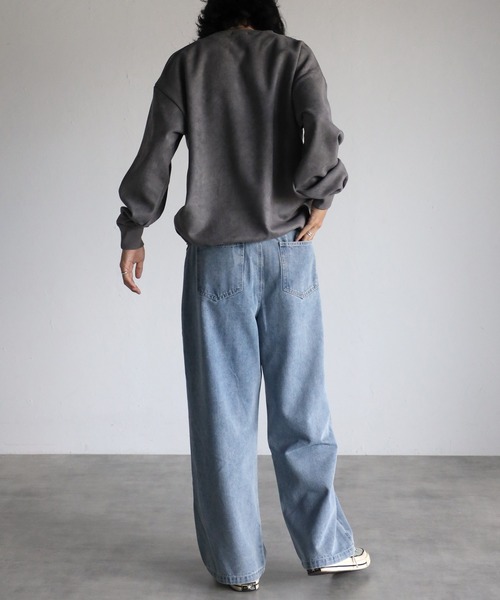 CREARE -LINO-（クレアーレリノ）の「スウェードポンチ  ルーズ プルオーバー<ユニセックス>（スウェット・メンズ・ブラック/グレイッシュベージュ/チャコールグレー・L/M）」の12枚目の写真