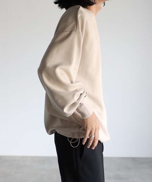 CREARE -LINO-（クレアーレリノ）の「スウェードポンチ  ルーズ プルオーバー<ユニセックス>（スウェット・メンズ・ブラック/グレイッシュベージュ/チャコールグレー・L/M）」の15枚目の写真