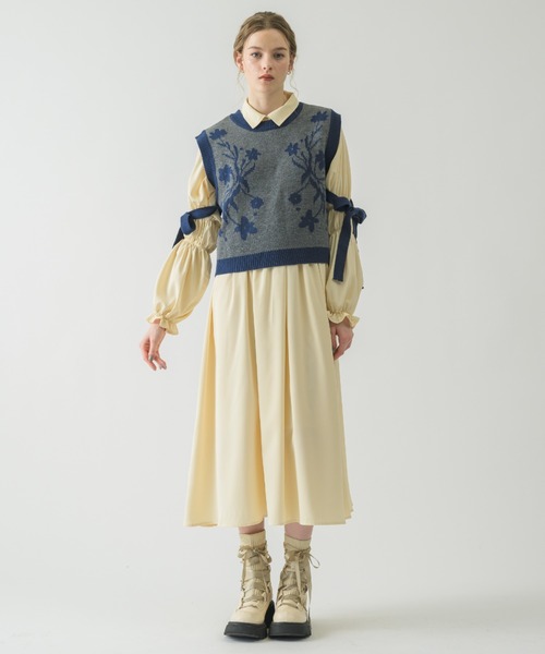 idem（イデム）の「flower jacquard 2way vest/花柄ジャガードベスト（ベスト・レディース・グレー/アイボリー・FREE）」の20枚目の写真
