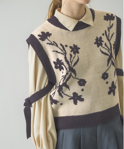 idem（イデム）の「flower jacquard 2way vest/花柄ジャガードベスト（ベスト・レディース・グレー/アイボリー・FREE）」の19枚目の写真