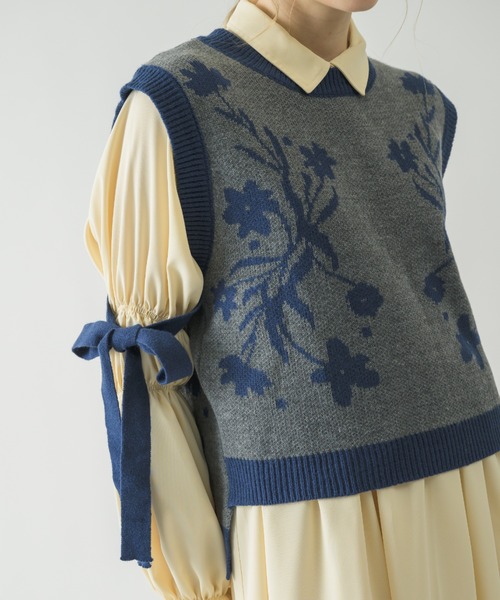 idem（イデム）の「flower jacquard 2way vest/花柄ジャガードベスト（ベスト・レディース・グレー/アイボリー・FREE）」の21枚目の写真