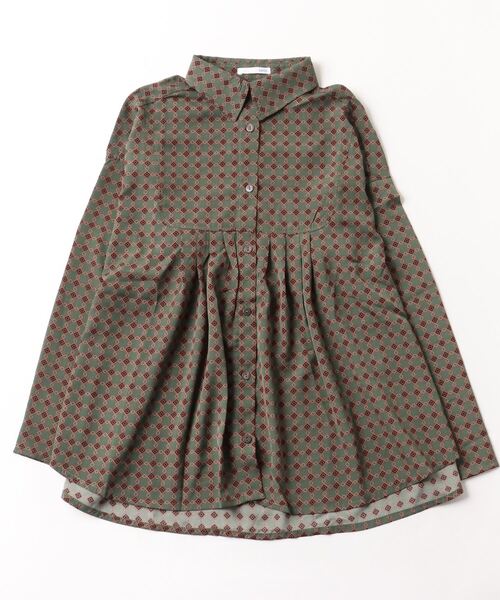 sandy（サンディー）の「【sandy】プリントレギュラーカラーヨーク切替えシャツ（シャツ/ブラウス・レディース・ブラック/カーキ・FREE）」の2枚目の写真