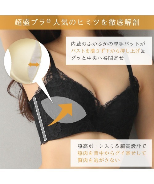 エメフィールブラジャー１０点セットＥ７５　超盛プラ脇高 ケミカルレース 超盛ブラ(R) 単品ブラジャー[品番：SK000010252