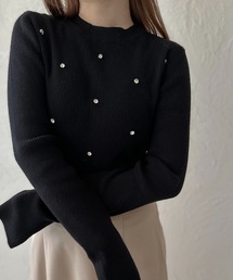 【apres jour clair】ビジュー付きリブニット【ZOZOTOWN限定アイテム】