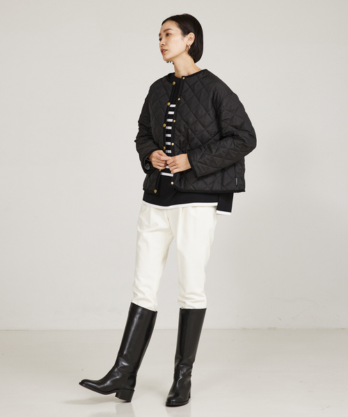 Traditional Weatherwear(トラディショナルウェザーウェア)の「【Traditional Weatherwear】 アークリー Aライン キルティングジャケット(ノーカラーコート・レディース・ネイビー/ブラック/ダークベージュ・34/32)」の5枚目の写真