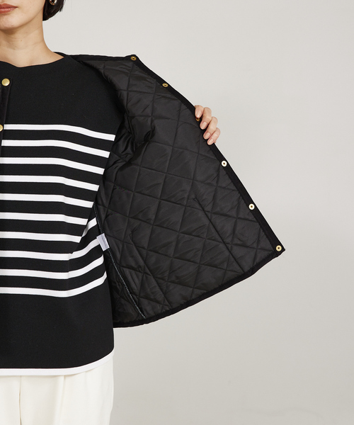 Traditional Weatherwear(トラディショナルウェザーウェア)の「【Traditional Weatherwear】 アークリー Aライン キルティングジャケット(ノーカラーコート・レディース・ネイビー/ブラック/ダークベージュ・34/32)」の20枚目の写真