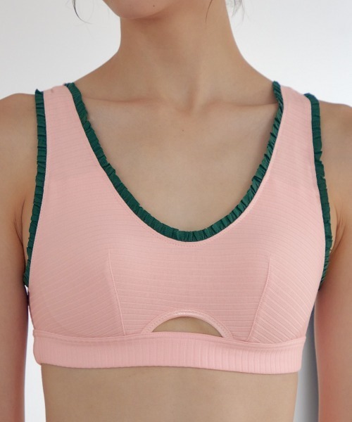 nissen(ニッセン)の「ボーダーリブバッククロスブラジャー(ブラジャー・レディース・ピンク・LL/L/S/M)」の9枚目の写真