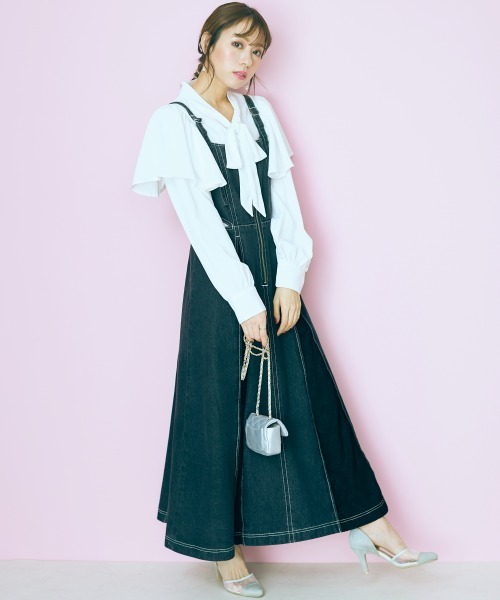 marun（マルン）の「＜大きいサイズ＞　フリルボータイブラウス  marun（シャツ/ブラウス・レディース・オフホワイト/サックスブルー/ピンク・4L/LL/3L/L/5L）」の21枚目の写真