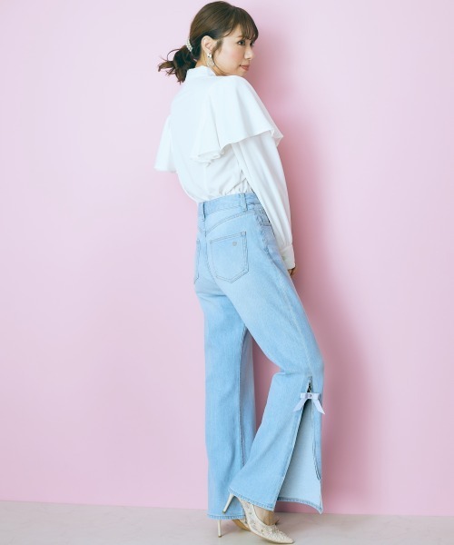 marun（マルン）の「＜大きいサイズ＞　フリルボータイブラウス  marun（シャツ/ブラウス・レディース・オフホワイト/サックスブルー/ピンク・4L/LL/3L/L/5L）」の22枚目の写真