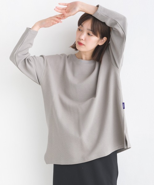 OMNES（オムネス）の「リップルダブルフェイス長袖Tシャツ（Tシャツ/カットソー・レディース・ホワイト/ブラック/グレー/ベージュ/モカ/ブルー/ピンク・FREE）」の3枚目の写真