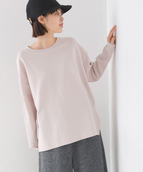 OMNES（オムネス）の「リップルダブルフェイス長袖Tシャツ（Tシャツ/カットソー・レディース・ホワイト/ブラック/グレー/ベージュ/モカ/ブルー/ピンク・FREE）」の7枚目の写真