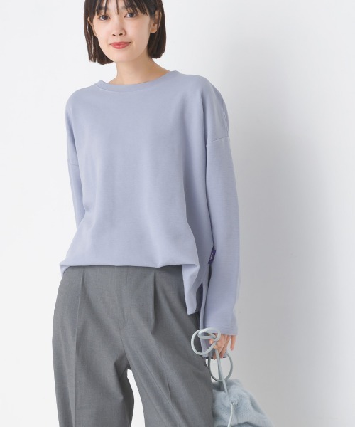 OMNES（オムネス）の「リップルダブルフェイス長袖Tシャツ（Tシャツ/カットソー・レディース・ホワイト/ブラック/グレー/ベージュ/モカ/ブルー/ピンク・FREE）」の6枚目の写真