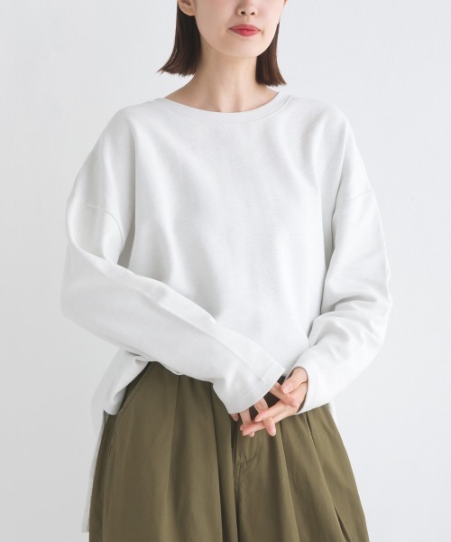 OMNES（オムネス）の「リップルダブルフェイス長袖Tシャツ（Tシャツ/カットソー・レディース・ホワイト/ブラック/グレー/ベージュ/モカ/ブルー/ピンク・FREE）」の13枚目の写真