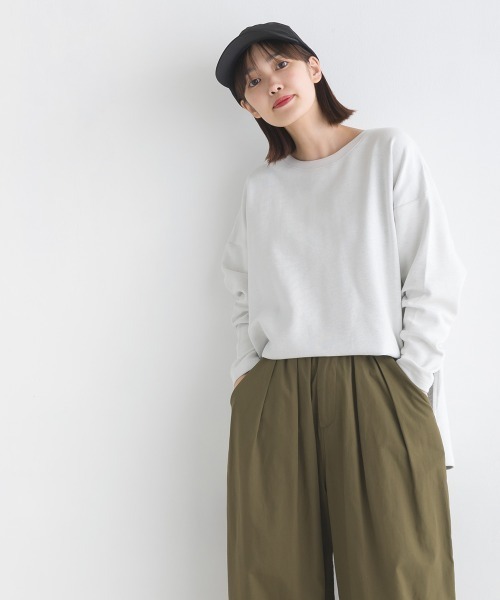 OMNES（オムネス）の「リップルダブルフェイス長袖Tシャツ（Tシャツ/カットソー・レディース・ホワイト/ブラック/グレー/ベージュ/モカ/ブルー/ピンク・FREE）」の15枚目の写真