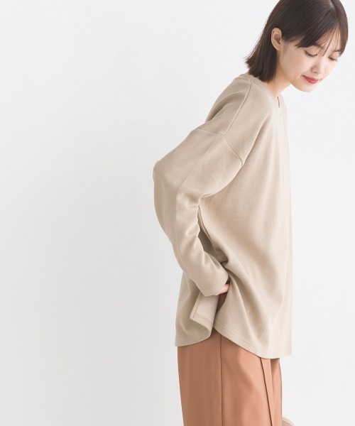 【関税込み】ATTACHMENT パープル ダブルフェイス 長袖Tシャツ OMNES】リップルダブルフェイス 長袖Tシャツ【7123-5406】