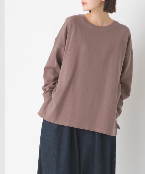 【関税込み】ATTACHMENT パープル ダブルフェイス 長袖Tシャツ OMNES】リップルダブルフェイス 長袖Tシャツ【7123-5406】