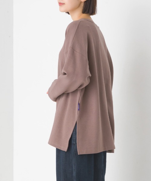 【関税込み】ATTACHMENT パープル ダブルフェイス 長袖Tシャツ OMNES】リップルダブルフェイス 長袖Tシャツ【7123-5406】