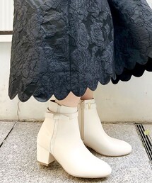 レース&リボンミドルヒールショートブーツ【ESPERANZA_blanca】