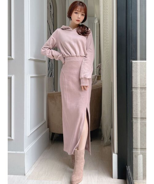 RESEXXY（リゼクシー）の「バックオープンフーディワンピース（ワンピース・レディース・ホワイト/ピンク/ブラック・FREE）」の9枚目の写真