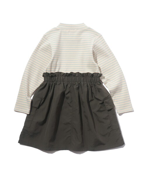 SHOO・LA・RUE(シューラルー)の「◆【110-140cm】ボーダー×カーゴ ドッキングワンピース(ワンピース・キッズ・グリーン系3/ブラック系2・14/12/13/11)」の5枚目の写真