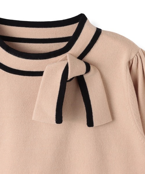 QUEENS COURT（クイーンズコート）の「配色リボンニット（ニット/セーター・レディース・ホワイト/ブラック/ピンク/ベージュ・M）」の8枚目の写真