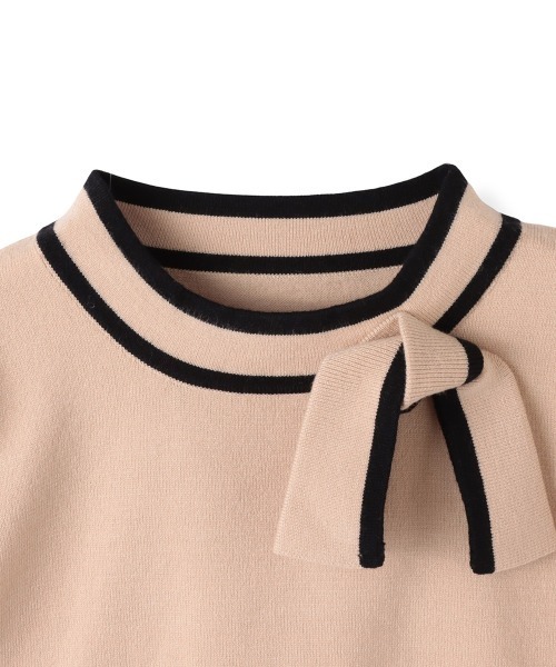 QUEENS COURT（クイーンズコート）の「配色リボンニット（ニット/セーター・レディース・ホワイト/ブラック/ピンク/ベージュ・M）」の5枚目の写真
