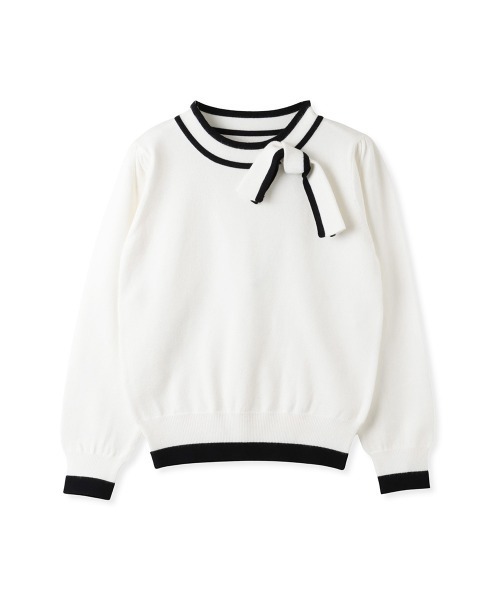 QUEENS COURT（クイーンズコート）の「配色リボンニット（ニット/セーター・レディース・ホワイト/ブラック/ピンク/ベージュ・M）」の12枚目の写真