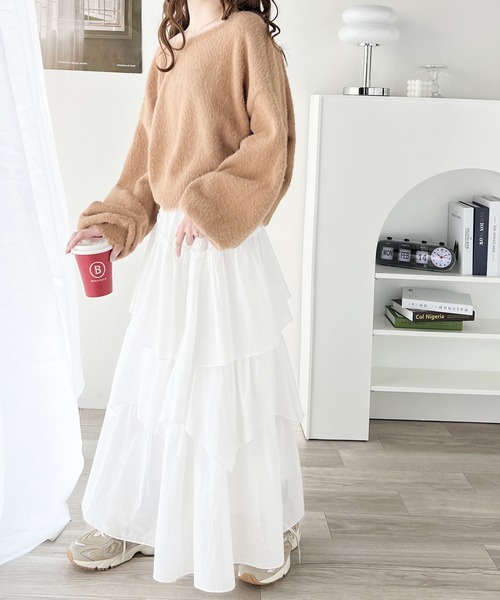 mily bilet（ミウィビレット）の「【mily bilet】女性らしさ滲み出る。シャギーリボン前後2WAYカーディガン（カーディガン/ボレロ・レディース・モカ/アイボリー/グレー/ブルー/チャコールグレー・SMALL/MEDIUM/LARGE/X-LARGE）」の12枚目の写真