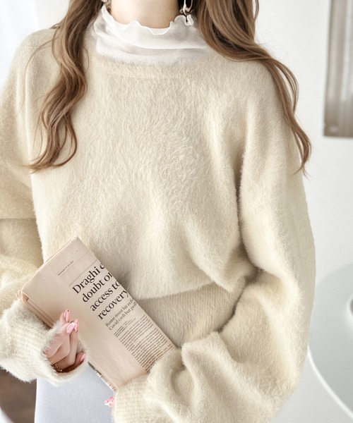 mily bilet（ミウィビレット）の「【mily bilet】女性らしさ滲み出る。シャギーリボン前後2WAYカーディガン（カーディガン/ボレロ・レディース・モカ/アイボリー/グレー/ブルー/チャコールグレー・SMALL/MEDIUM/LARGE/X-LARGE）」の17枚目の写真