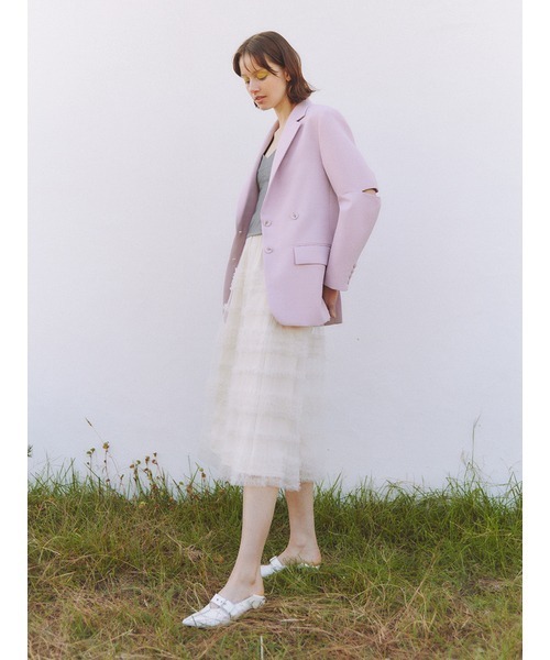 フリル付きホワイトラベンダースカート FURFUR（ファーファー）の「チュールフリルスカート（スカート