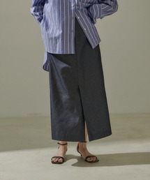 SALON adam et rope' | スタイルアップハイウエストナロースカート　無地/デニム(スカート)