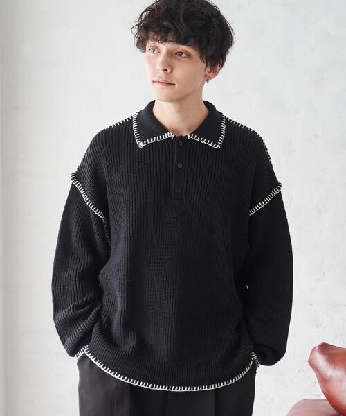 WEGO(ウィゴー)の「WEGO/ハンドステッチポロプルオーバー(ニット/セーター・メンズ・ブルー/ブラック/ホワイト・LARGE/MEDIUM)」の7枚目の写真