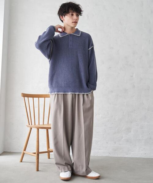 WEGO(ウィゴー)の「WEGO/ハンドステッチポロプルオーバー(ニット/セーター・メンズ・ブルー/ブラック/ホワイト・LARGE/MEDIUM)」の8枚目の写真