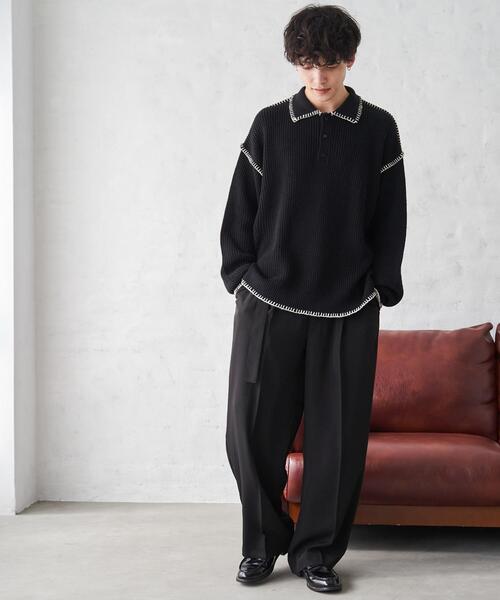 WEGO(ウィゴー)の「WEGO/ハンドステッチポロプルオーバー(ニット/セーター・メンズ・ブルー/ブラック/ホワイト・LARGE/MEDIUM)」の11枚目の写真