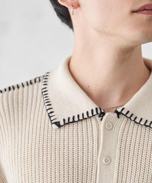 WEGO(ウィゴー)の「WEGO/ハンドステッチポロプルオーバー(ニット/セーター・メンズ・ブルー/ブラック/ホワイト・LARGE/MEDIUM)」の13枚目の写真