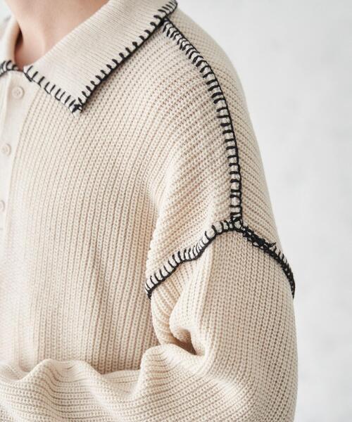 WEGO(ウィゴー)の「WEGO/ハンドステッチポロプルオーバー(ニット/セーター・メンズ・ブルー/ブラック/ホワイト・LARGE/MEDIUM)」の16枚目の写真