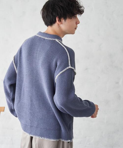 WEGO(ウィゴー)の「WEGO/ハンドステッチポロプルオーバー(ニット/セーター・メンズ・ブルー/ブラック/ホワイト・LARGE/MEDIUM)」の18枚目の写真