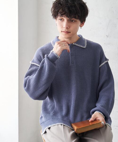 WEGO(ウィゴー)の「WEGO/ハンドステッチポロプルオーバー(ニット/セーター・メンズ・ブルー/ブラック/ホワイト・LARGE/MEDIUM)」の20枚目の写真