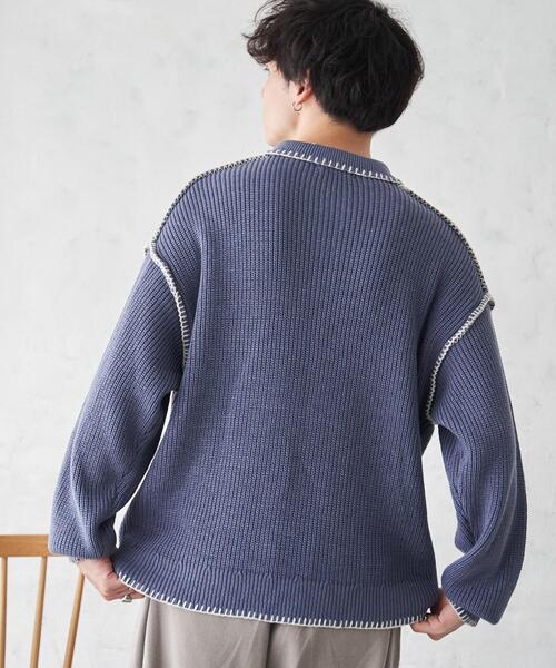 WEGO(ウィゴー)の「WEGO/ハンドステッチポロプルオーバー(ニット/セーター・メンズ・ブルー/ブラック/ホワイト・LARGE/MEDIUM)」の22枚目の写真