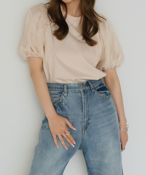 Ulysses(ユリシス)の「オーガンジーパフスリーブ半袖トップス(Tシャツ/カットソー・レディース・オフホワイト/ベージュ/ブラック・F)」の11枚目の写真
