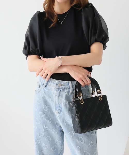 Ulysses(ユリシス)の「オーガンジーパフスリーブ半袖トップス(Tシャツ/カットソー・レディース・オフホワイト/ベージュ/ブラック・F)」の10枚目の写真