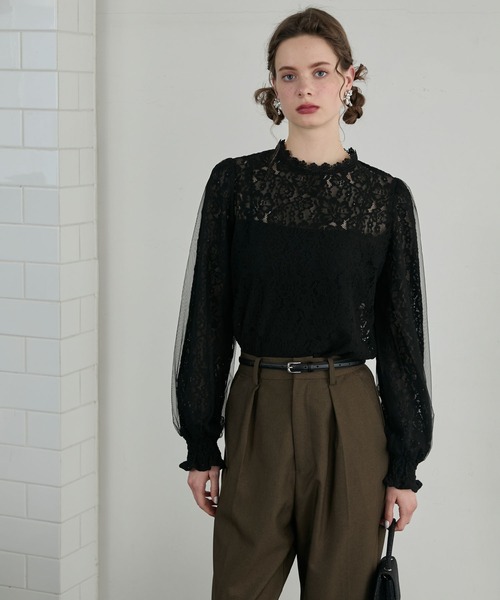 BONLECILL noir】チュールドッキングフラワーレースキャンディー