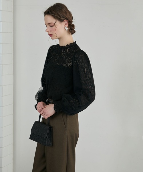 BONLECILL noir】チュールドッキングフラワーレースキャンディー