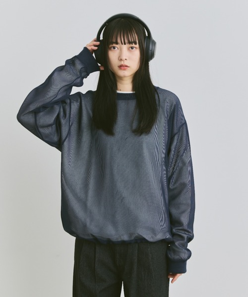 flaner（フラネ）の「Loose mesh pullover / ルーズメッシュプルオーバー（Tシャツ/カットソー・レディース・ネイビー/グレイッシュベージュ・LARGE/MEDIUM）」の22枚目の写真