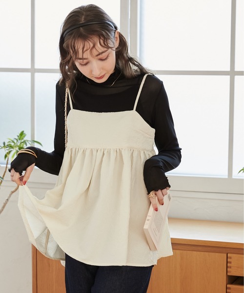 ANGIE（アンジー）の「ワッシャージャガードキャミソール（キャミソール・レディース・ベージュ/アイボリー/ブラック・FREE）」の16枚目の写真