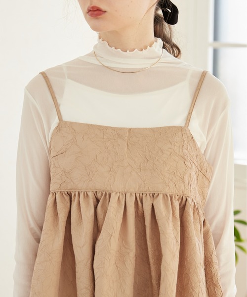 ANGIE（アンジー）の「ワッシャージャガードキャミソール（キャミソール・レディース・ベージュ/アイボリー/ブラック・FREE）」の7枚目の写真